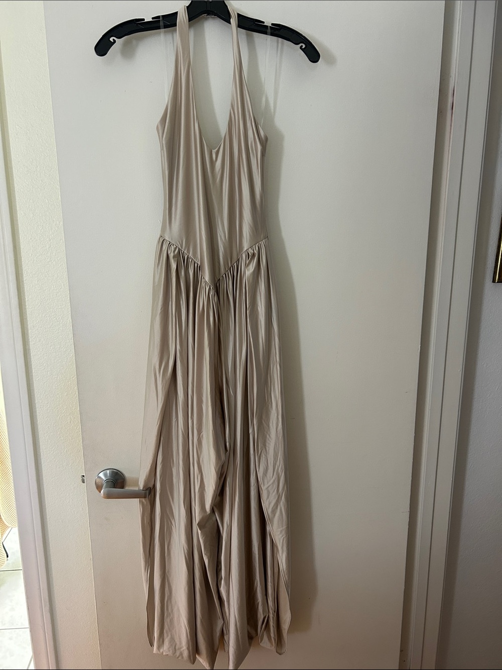 Delfi collective Tan/Silver Halter Jumpsuit